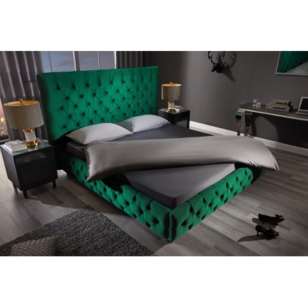 Lit PARIS CHESTERFIELD 180x200 velours vert foncé