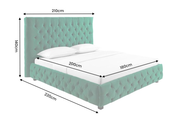 Lit PARIS CHESTERFIELD 180x200 velours vert foncé