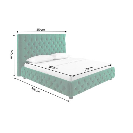 Lit PARIS CHESTERFIELD 180x200 velours vert foncé
