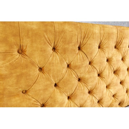 Lit Chesterfield PARIS 160x200 Velours Jaune Moutarde
