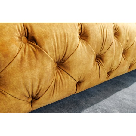 Lit Chesterfield PARIS 160x200 Velours Jaune Moutarde
