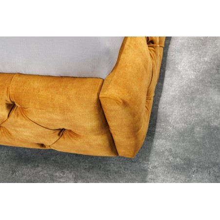 Lit Chesterfield PARIS 160x200 Velours Jaune Moutarde