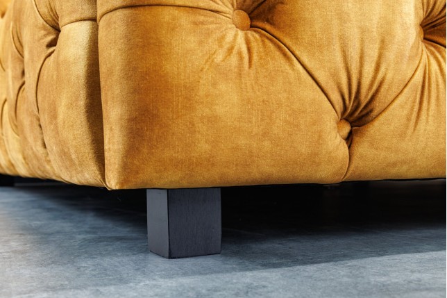 Lit Chesterfield PARIS 160x200 Velours Jaune Moutarde