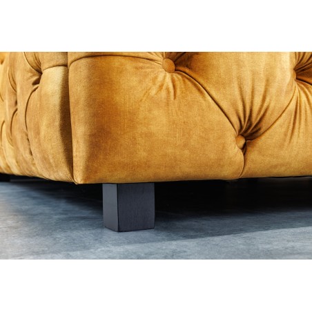 Lit Chesterfield PARIS 160x200 Velours Jaune Moutarde