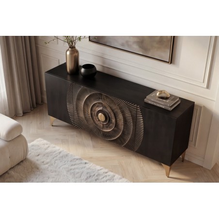 Buffet Bas GOLDEN SUNSET 180cm Manguier Noir 3D