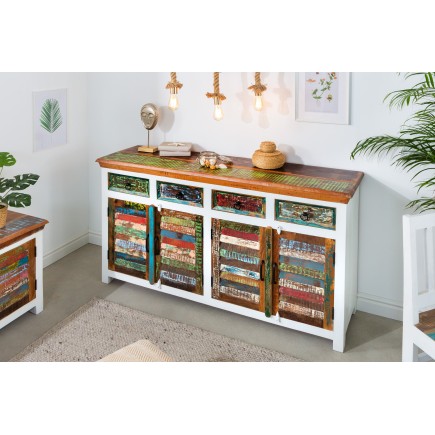 Buffet bas JAKARTA 160cm manguier blanchi et bois recyclé