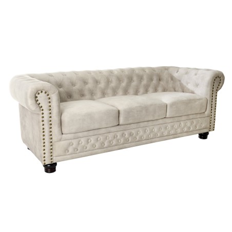 Canapé Chesterfield 3 places velours champagne 200cm