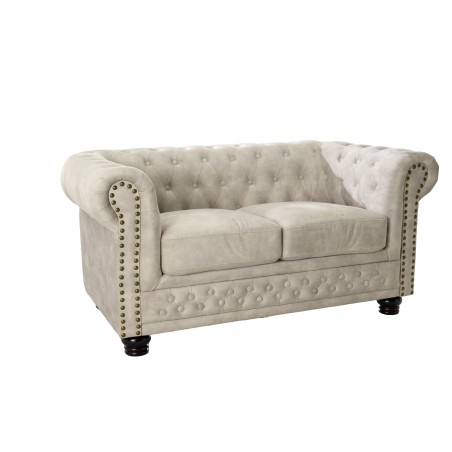 Canapé Chesterfield 2 places velours champagne 150cm