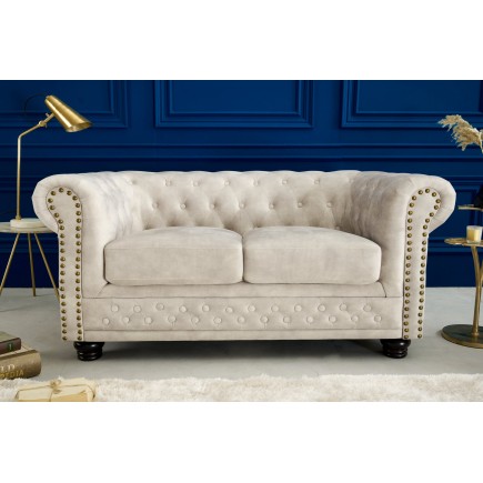 Canapé Chesterfield 2 places velours champagne 150cm 2