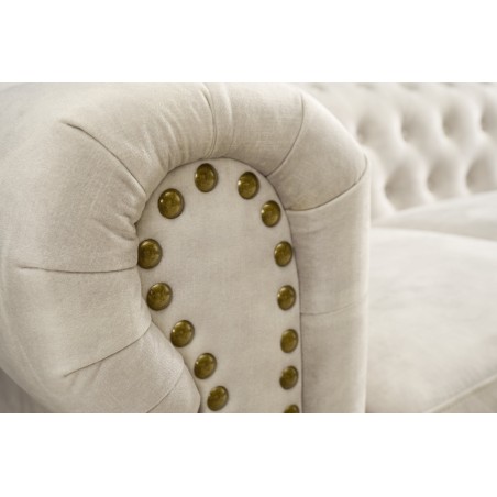 Canapé Chesterfield 2 places velours champagne 150cm