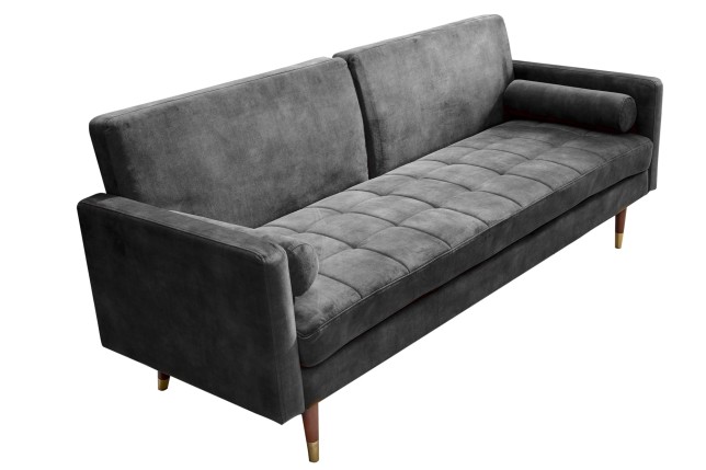 Canapé-lit COUTURE 200cm micro velours gris