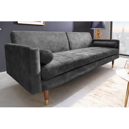 Canapé-lit COUTURE 200cm micro velours gris