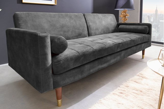 Canapé-lit COUTURE 200cm micro velours gris