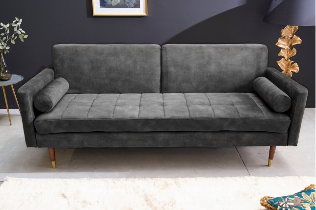 Canapé-lit COUTURE 200cm micro velours gris