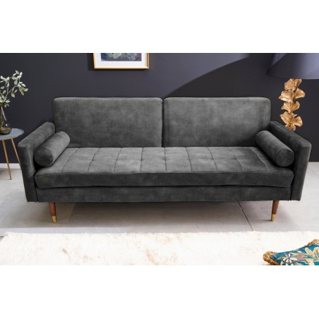 Canapé-lit COUTURE 200cm micro velours gris