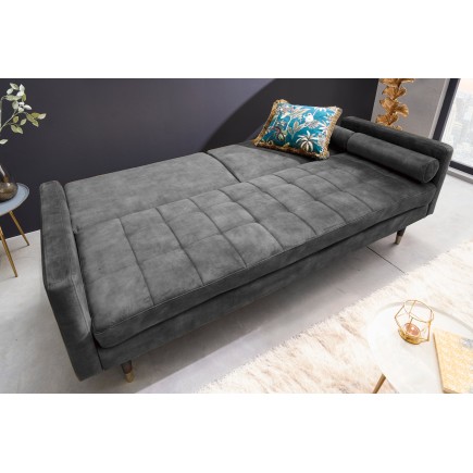 Canapé-lit COUTURE 200cm micro velours gris 2