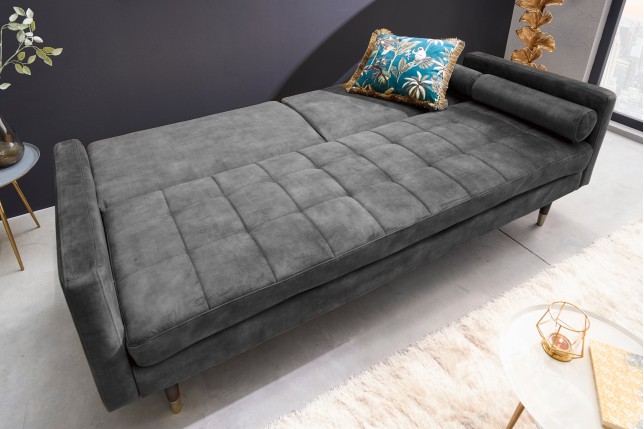 Canapé-lit COUTURE 200cm micro velours gris