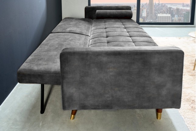 Canapé-lit COUTURE 200cm micro velours gris