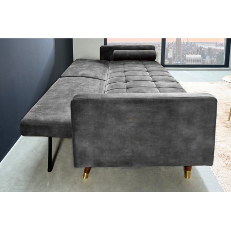 Canapé-lit COUTURE 200cm micro velours gris