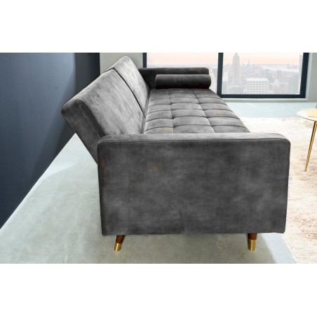 Canapé-lit COUTURE 200cm micro velours gris