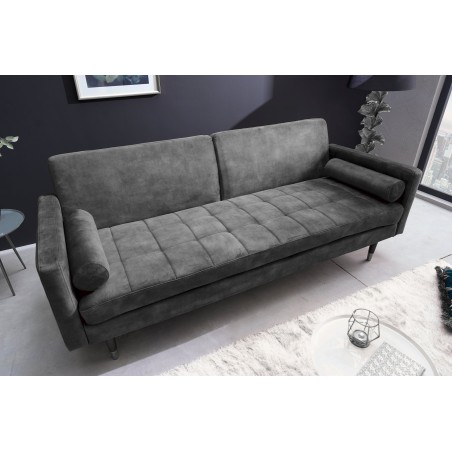 Canapé-lit COUTURE 200cm micro velours gris