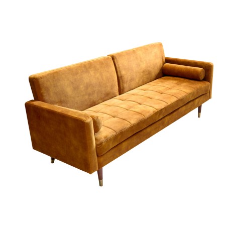 Canapé convertible COUTURE 200cm velours moutarde