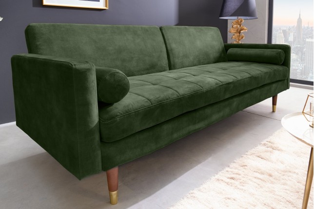 Canapé-lit COUTURE 200cm micro velours vert
