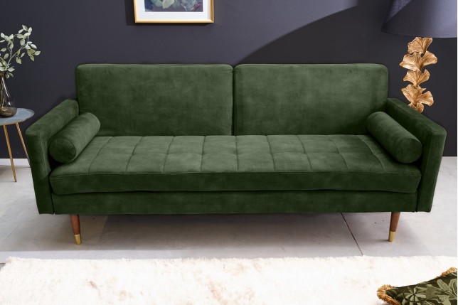 Canapé-lit COUTURE 200cm micro velours vert