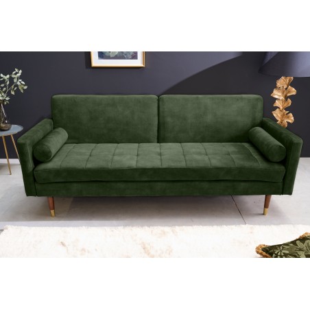 Canapé-lit COUTURE 200cm micro velours vert