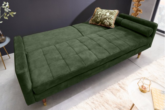 Canapé-lit COUTURE 200cm micro velours vert