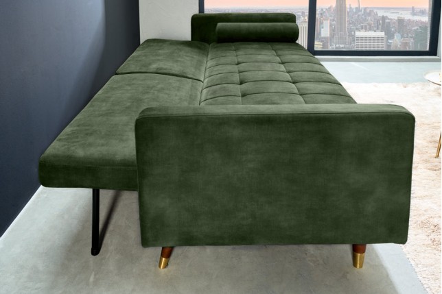 Canapé-lit COUTURE 200cm micro velours vert