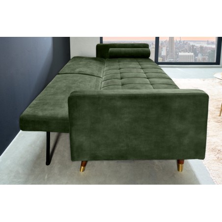 Canapé-lit COUTURE 200cm micro velours vert