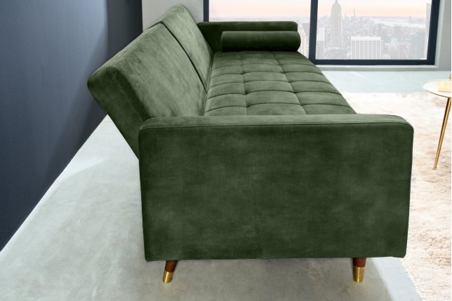 Canapé-lit COUTURE 200cm micro velours vert