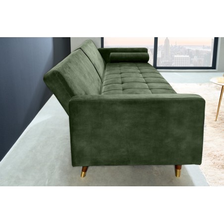 Canapé-lit COUTURE 200cm micro velours vert