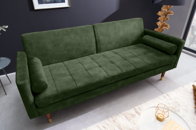 Canapé-lit COUTURE 200cm micro velours vert