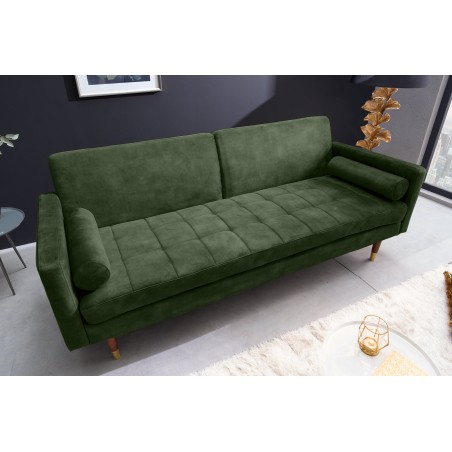 Canapé-lit COUTURE 200cm micro velours vert
