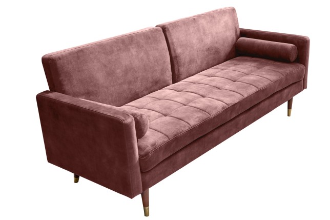Canapé-lit COUTURE 200cm micro velours rose poudré