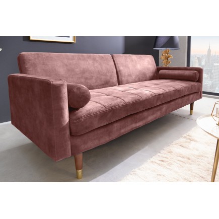 Canapé-lit COUTURE 200cm micro velours rose poudré