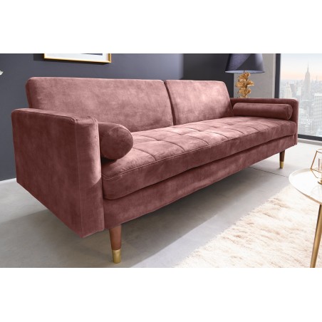 Canapé-lit COUTURE 200cm micro velours rose poudré