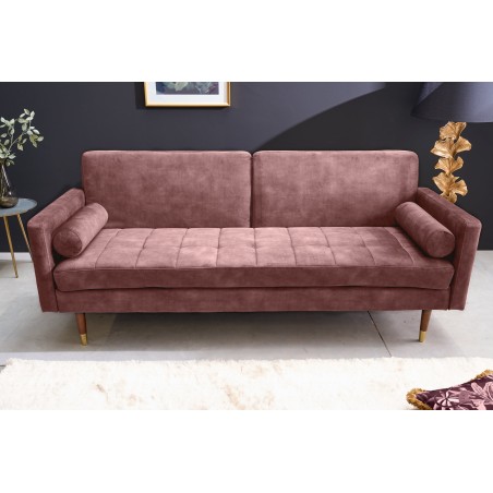 Canapé-lit COUTURE 200cm micro velours rose poudré