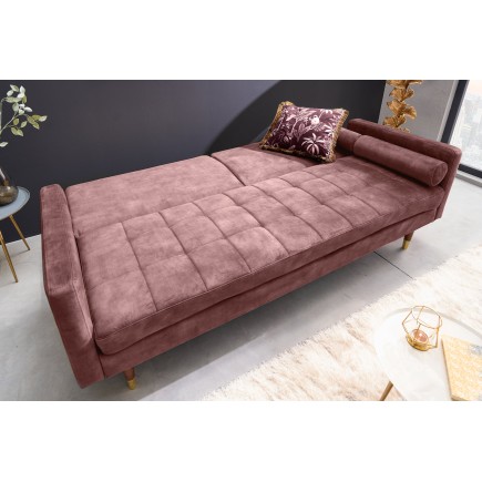 Canapé-lit COUTURE 200cm micro velours rose poudré 2