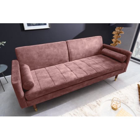 Canapé-lit COUTURE 200cm micro velours rose poudré