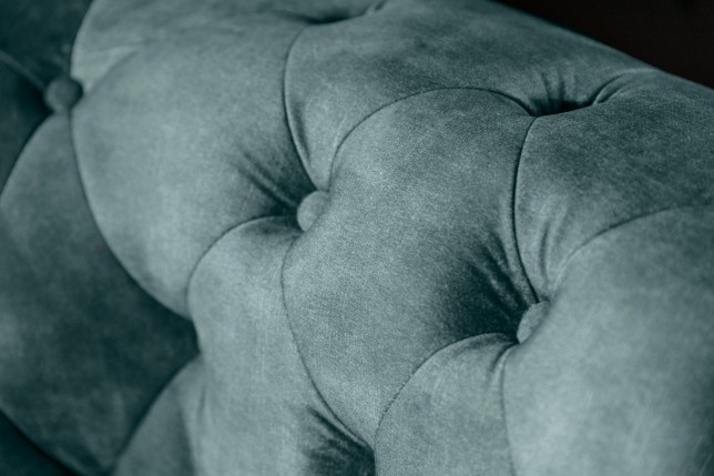 Canapé Chesterfield 3 places velours teal 205cm