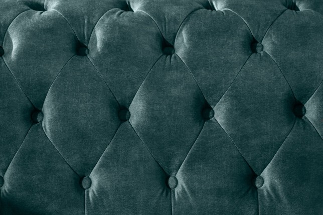 Canapé Chesterfield 3 places velours teal 205cm