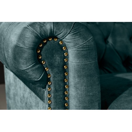 Canapé Chesterfield 3 places velours teal 205cm