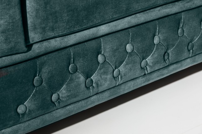 Canapé Chesterfield 3 places velours teal 205cm