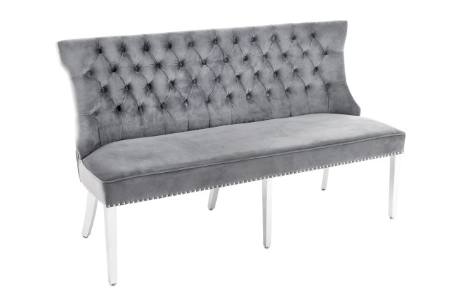 Banc canapé CASTLE DELUXE velours gris baroque 165cm
