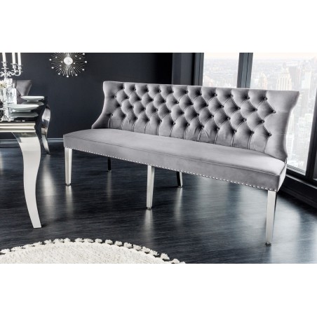 Banc canapé CASTLE DELUXE velours gris baroque 165cm