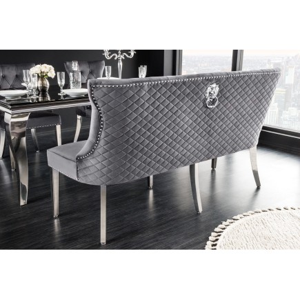 Banc canapé CASTLE DELUXE velours gris baroque 165cm 2