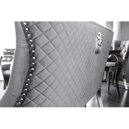 Banc canapé CASTLE DELUXE velours gris baroque 165cm